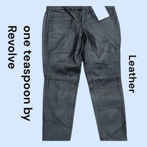 One Teaspoon Black Cropped Leather Pants